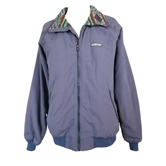 Lands' End Squall jacket windbreaker mens large Blue fleece-lined outdoor winter
